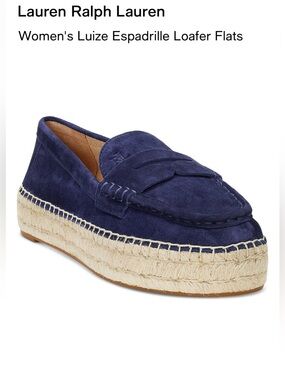 Lauren Ralph Lauren Navy Suede Penny Espadrille Loafers